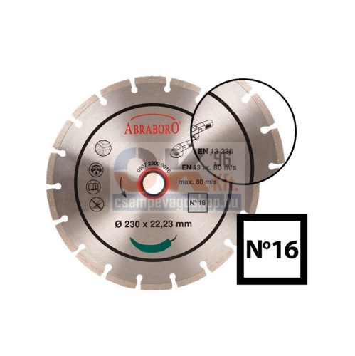 Abraboro univerzális gyémánttárcsa N16 115×22,2 mm 6db/doboz (711500616)