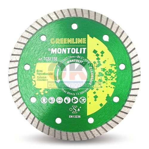 Montolit Greenline Turbo gyémánttárcsa 115x22,2x1,4 mm (mttcs115e)